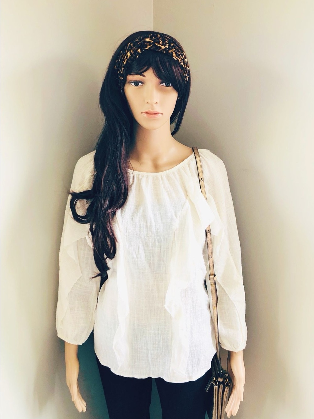 Lightweight White Ruffled Sleeve Blouse - Women